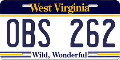 WV license plate OBS262