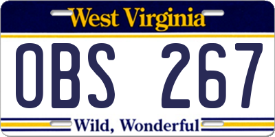 WV license plate OBS267