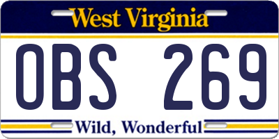 WV license plate OBS269