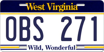 WV license plate OBS271