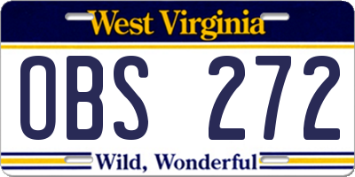 WV license plate OBS272