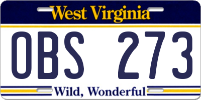 WV license plate OBS273