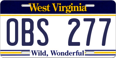 WV license plate OBS277