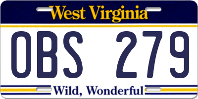 WV license plate OBS279