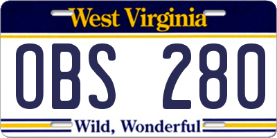WV license plate OBS280