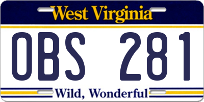 WV license plate OBS281