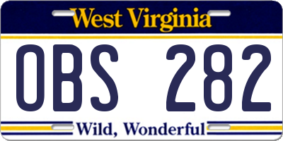 WV license plate OBS282