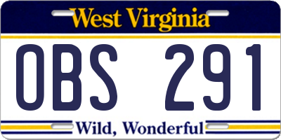WV license plate OBS291
