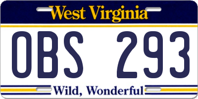 WV license plate OBS293