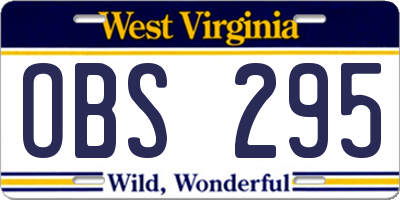 WV license plate OBS295