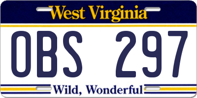 WV license plate OBS297