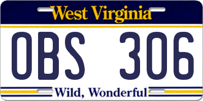 WV license plate OBS306