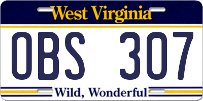 WV license plate OBS307