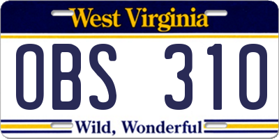 WV license plate OBS310