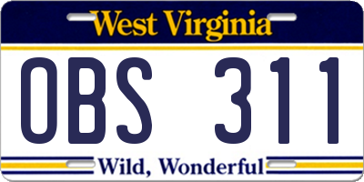 WV license plate OBS311