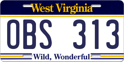 WV license plate OBS313
