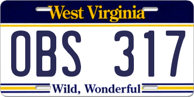 WV license plate OBS317