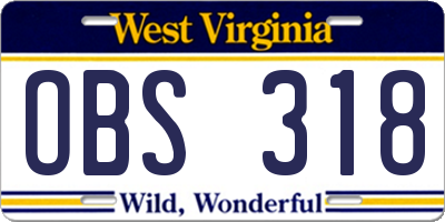 WV license plate OBS318