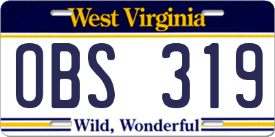 WV license plate OBS319