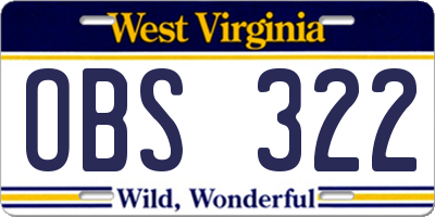 WV license plate OBS322