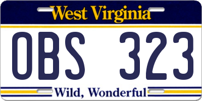 WV license plate OBS323