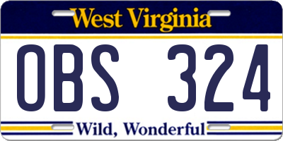 WV license plate OBS324