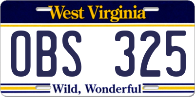 WV license plate OBS325