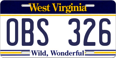 WV license plate OBS326