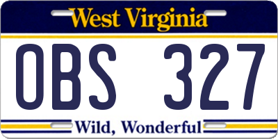 WV license plate OBS327