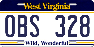 WV license plate OBS328