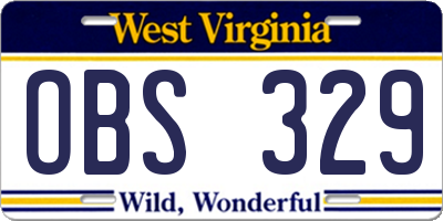 WV license plate OBS329