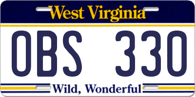 WV license plate OBS330