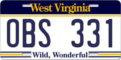 WV license plate OBS331