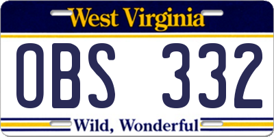 WV license plate OBS332