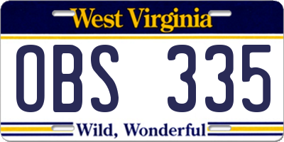 WV license plate OBS335