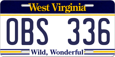 WV license plate OBS336