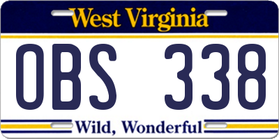 WV license plate OBS338