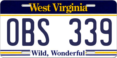 WV license plate OBS339