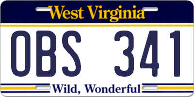 WV license plate OBS341