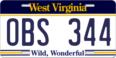 WV license plate OBS344