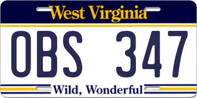 WV license plate OBS347