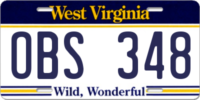 WV license plate OBS348