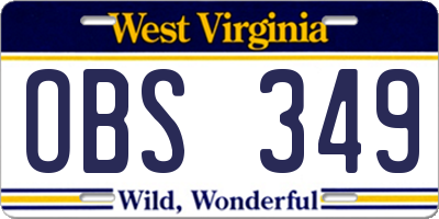 WV license plate OBS349