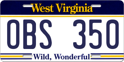 WV license plate OBS350