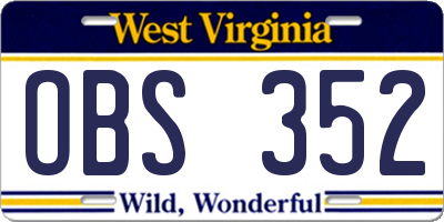 WV license plate OBS352