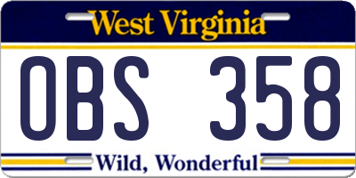 WV license plate OBS358