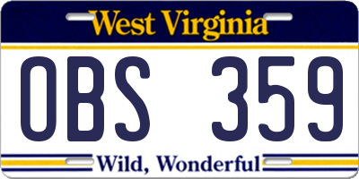 WV license plate OBS359