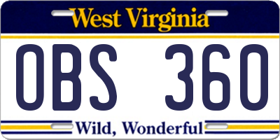 WV license plate OBS360