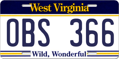 WV license plate OBS366
