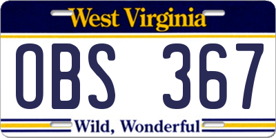 WV license plate OBS367